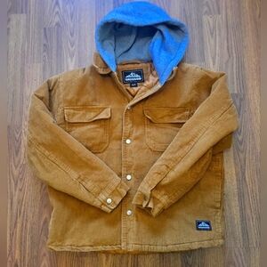 West 49 Corduroy Hooded Trucker Jacket Men’s Small Brown Workwear Casual